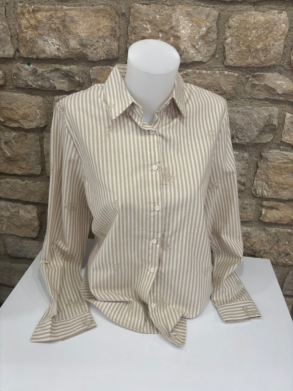 Chemise rayée écru