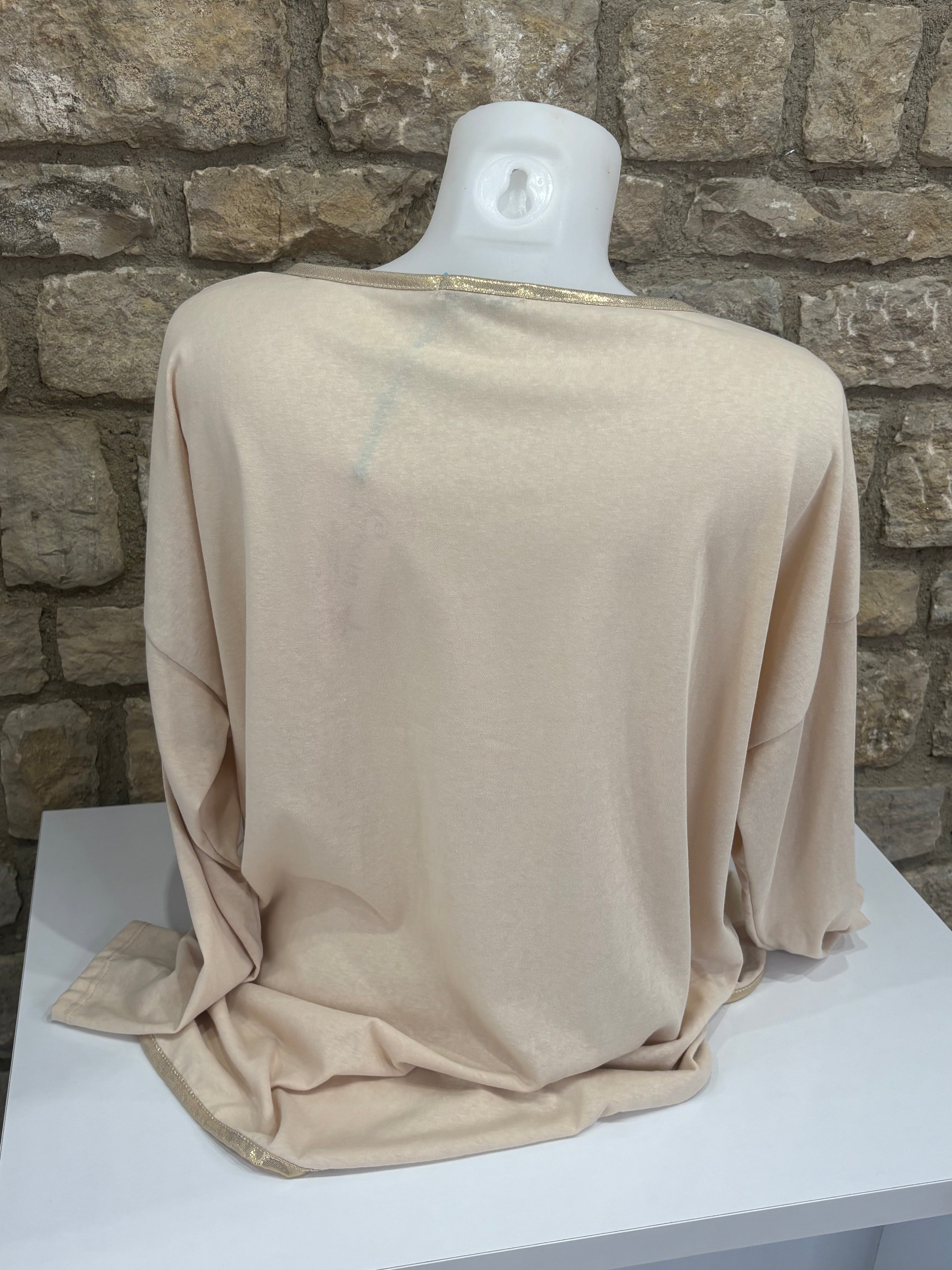Top manches longues strass et fleurs