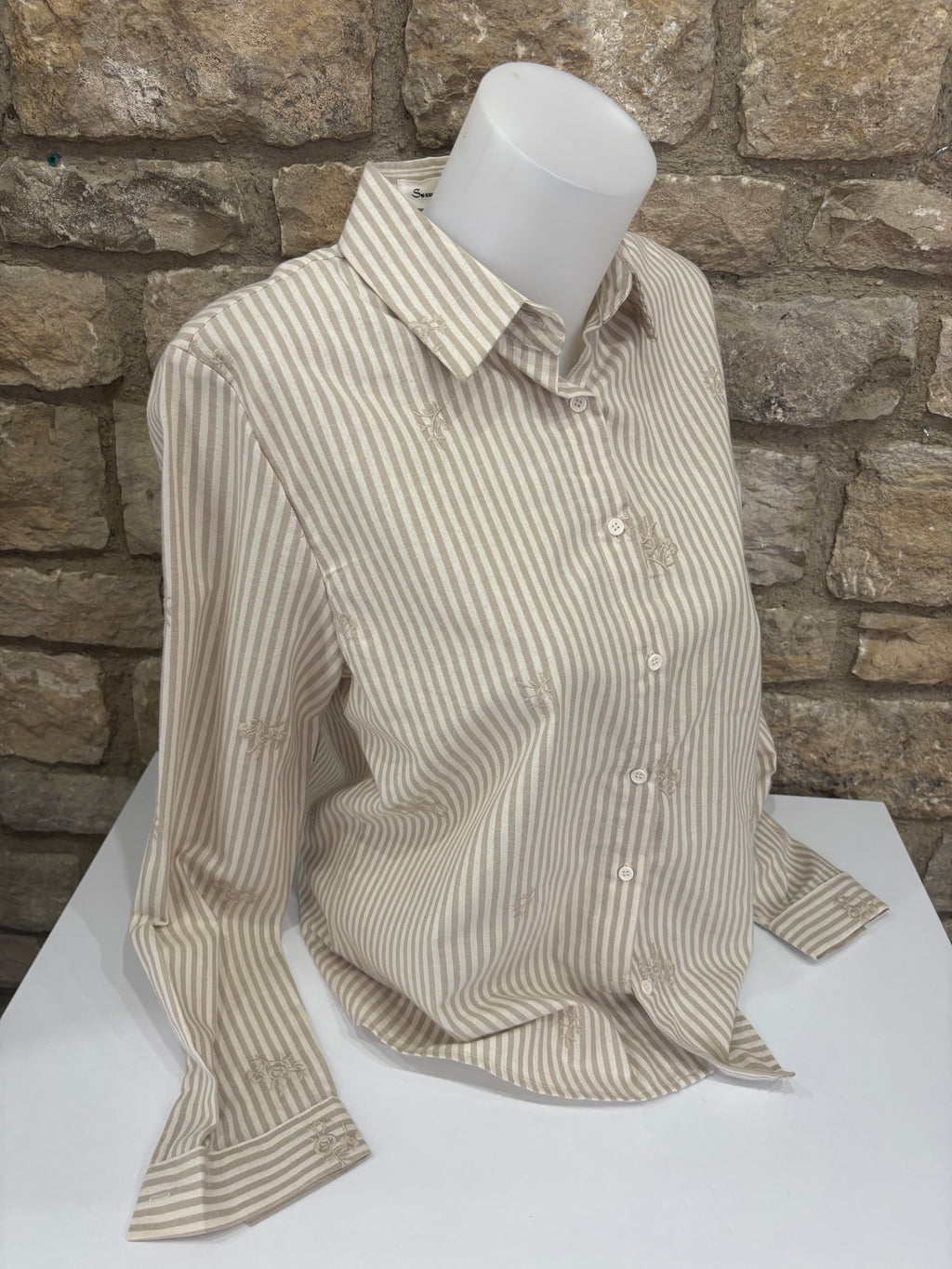 Chemise rayée écru