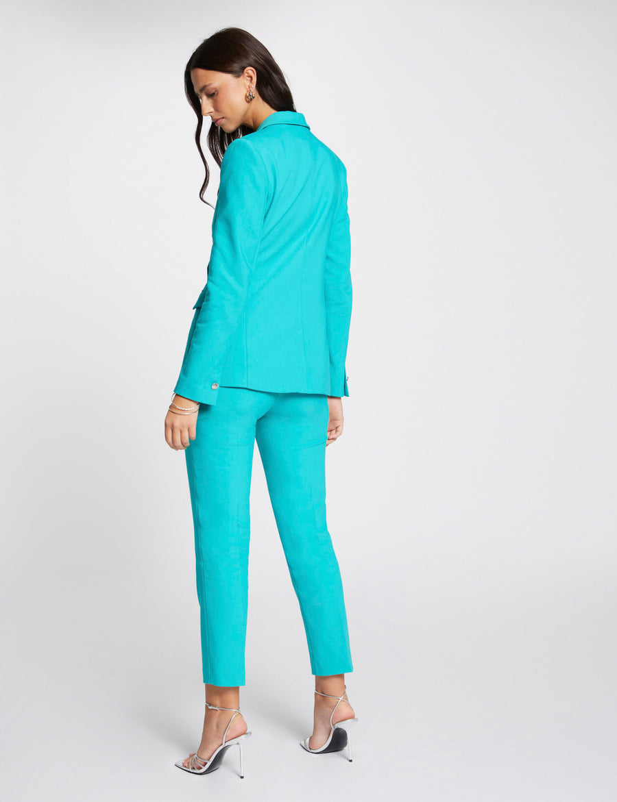 Pantalon cigarette couleur Lagon - Morgan-