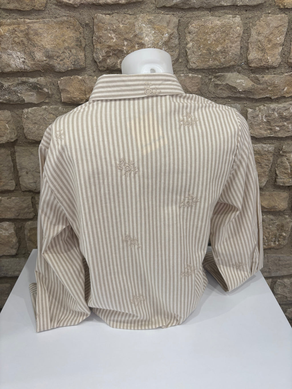 Chemise rayée écru