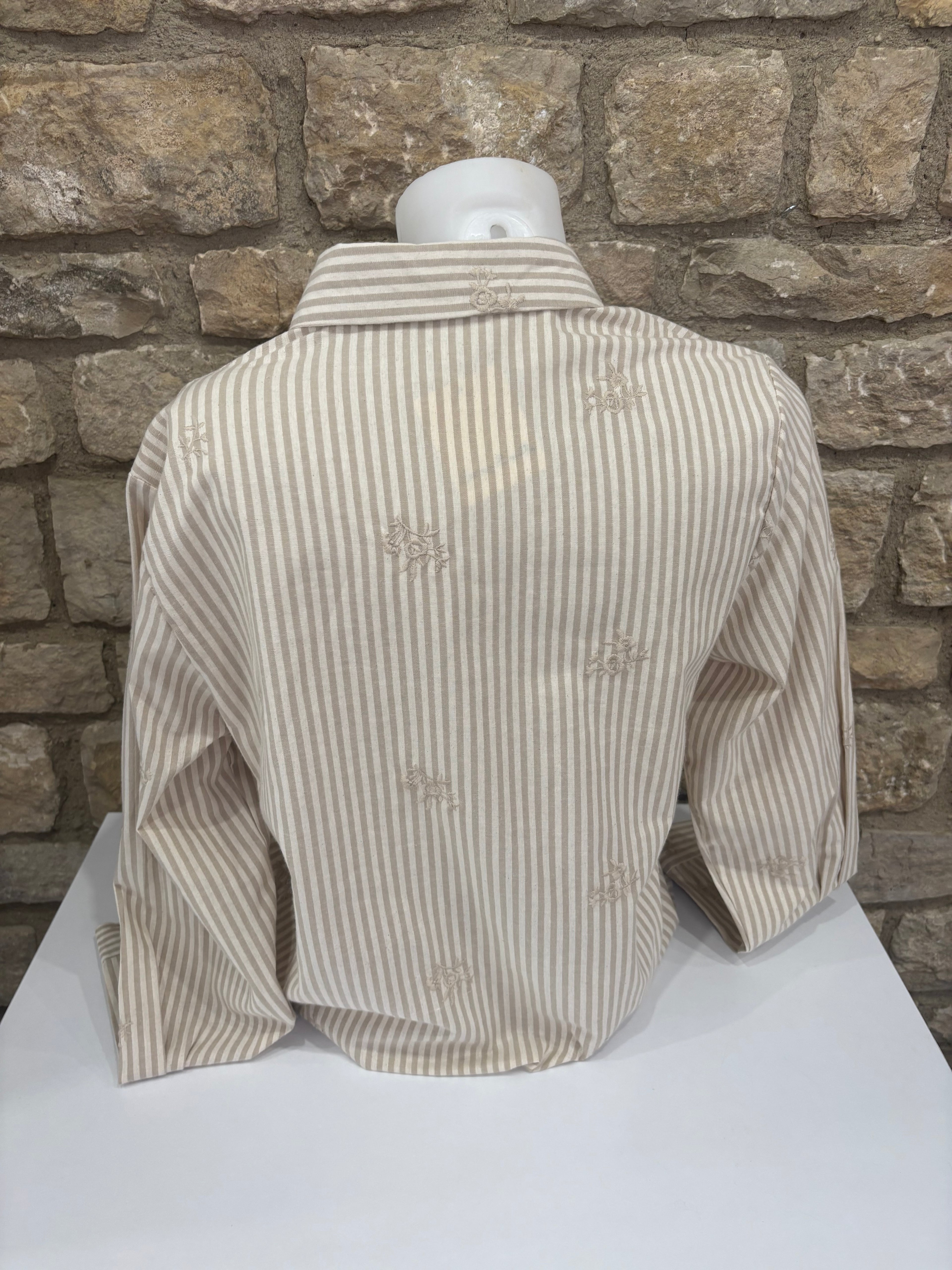 Chemise rayée écru