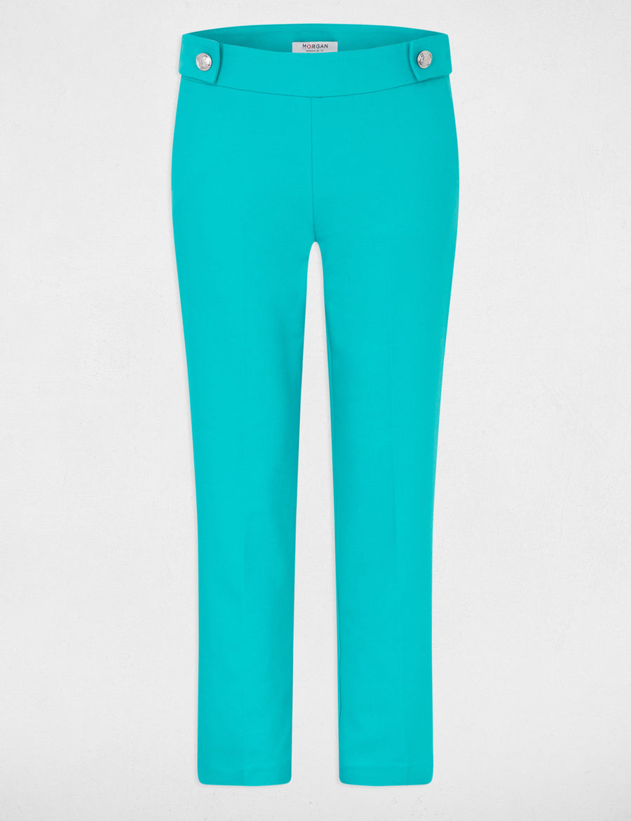 Pantalon cigarette couleur Lagon - Morgan-