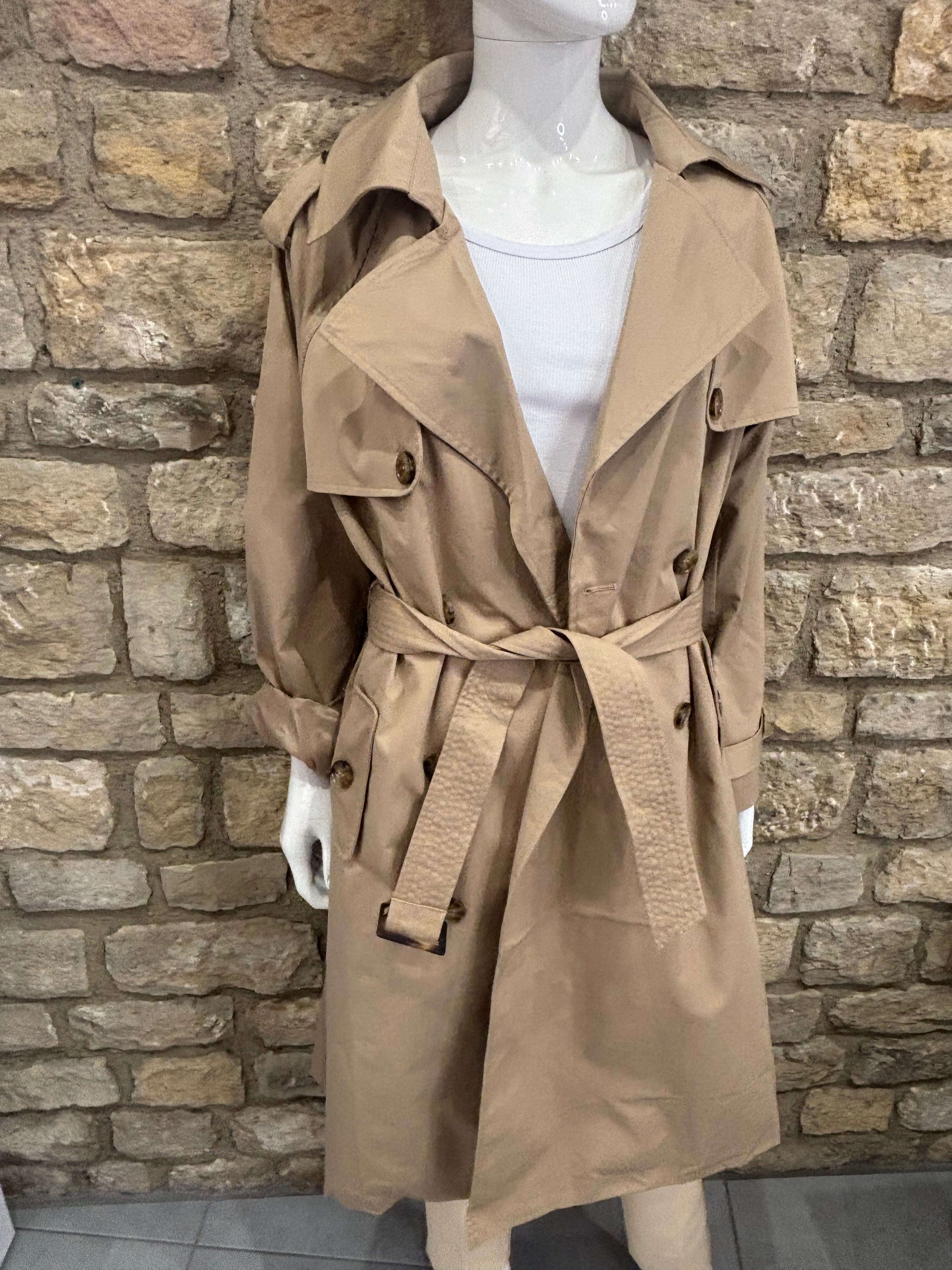 Trench long avec double boutonnage Camel