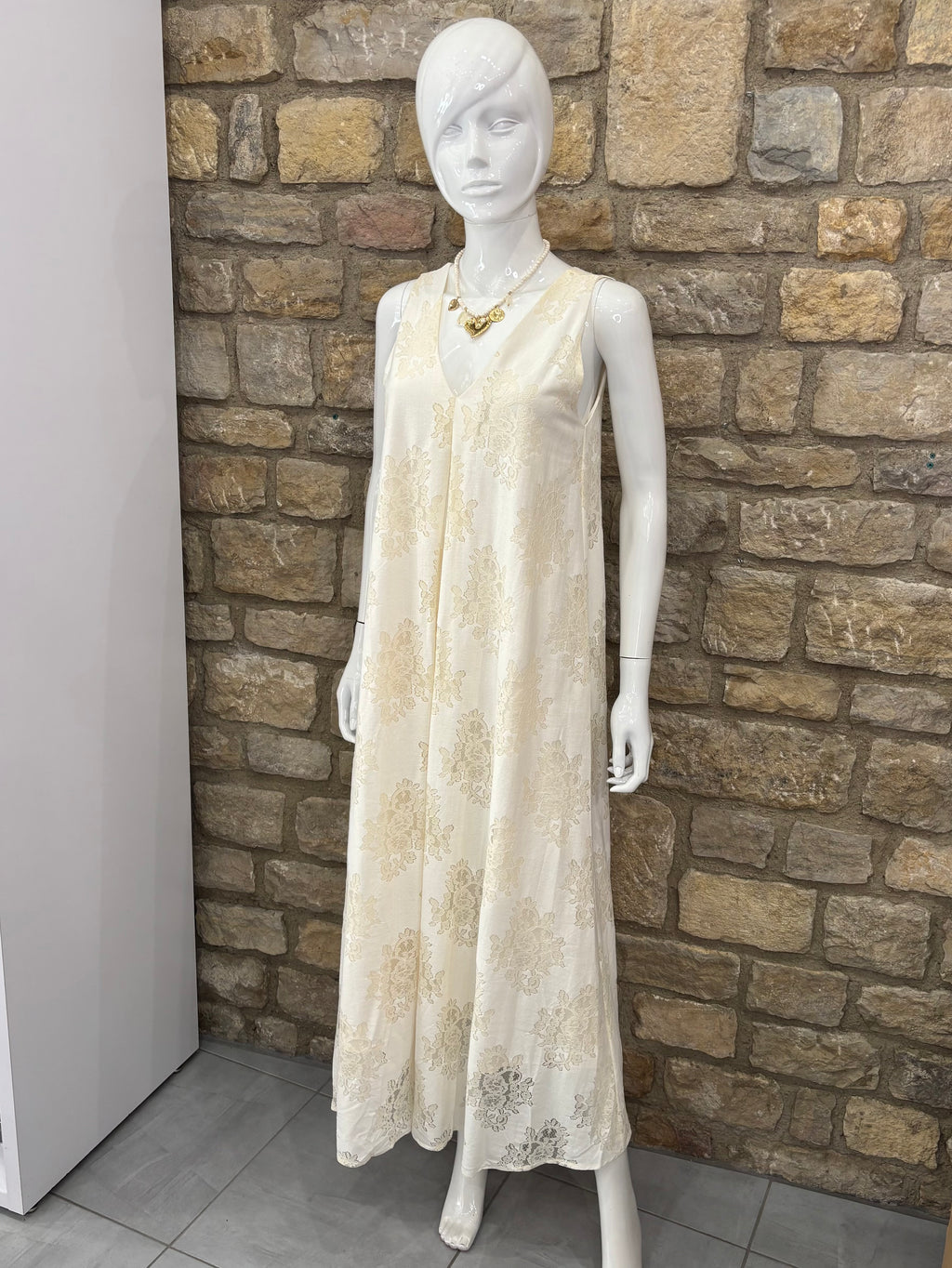 Robe longue décolleté écru