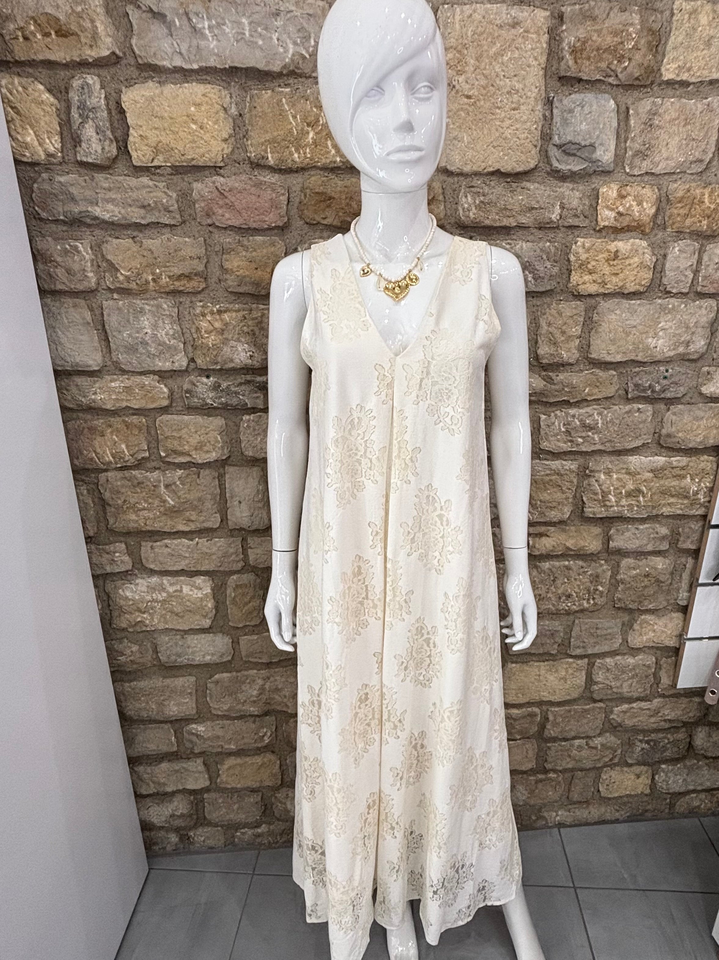 Robe longue décolleté écru