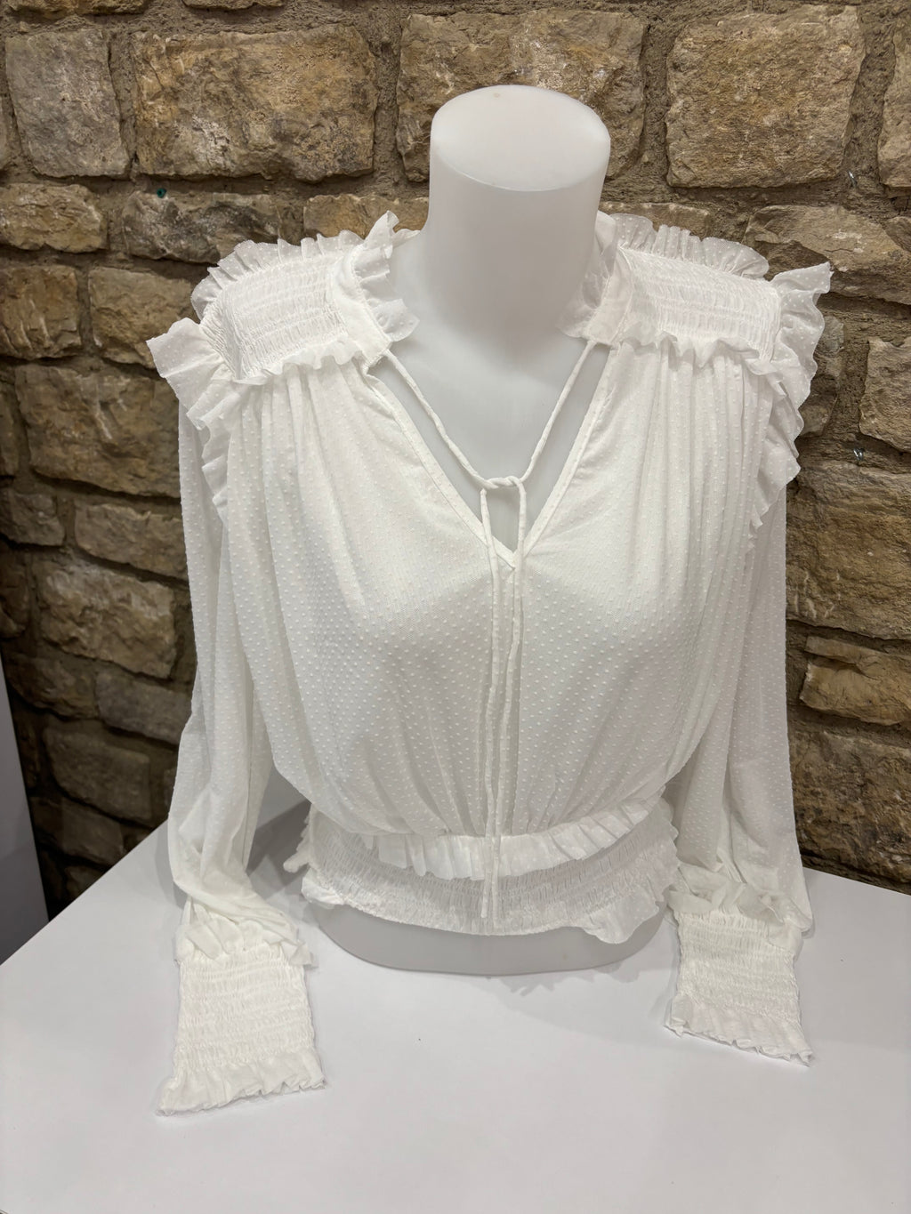 Blouse en dentelle, plumetis, smock