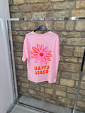 T-shirt à manches courtes Happy Vibes rose