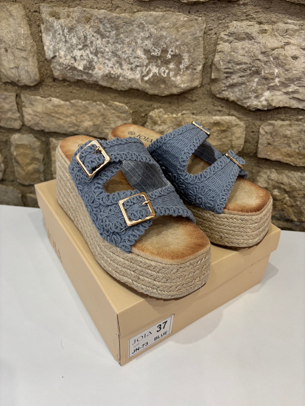 Mules plateformes Bleu