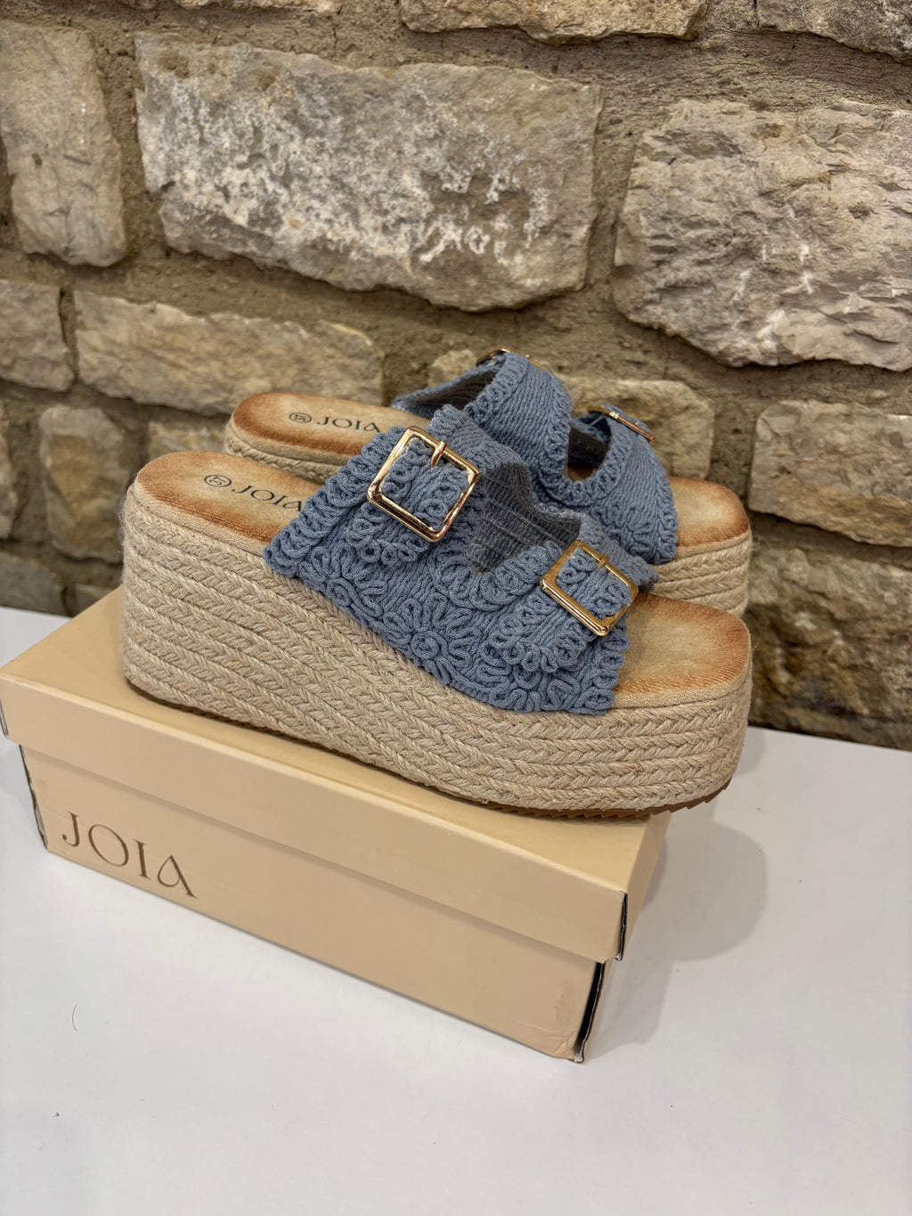 Mules plateformes Bleu