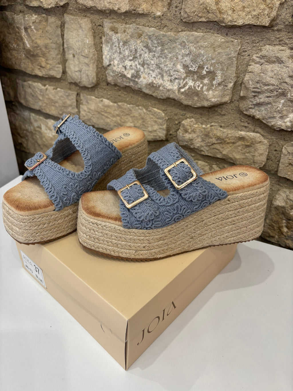 Mules plateformes Bleu