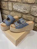 Mules plateformes Bleu
