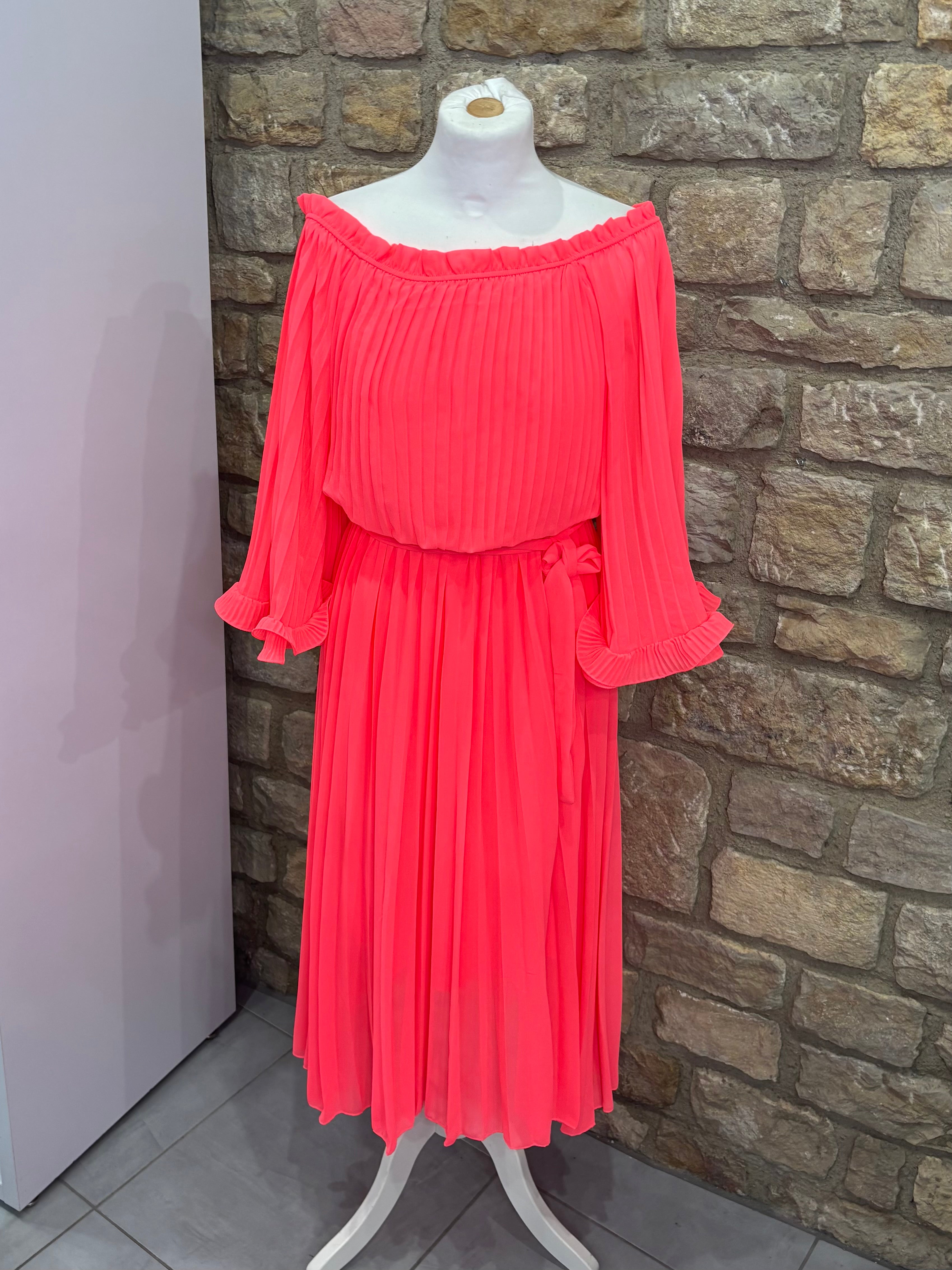 Robe Plissée "Rose néon"