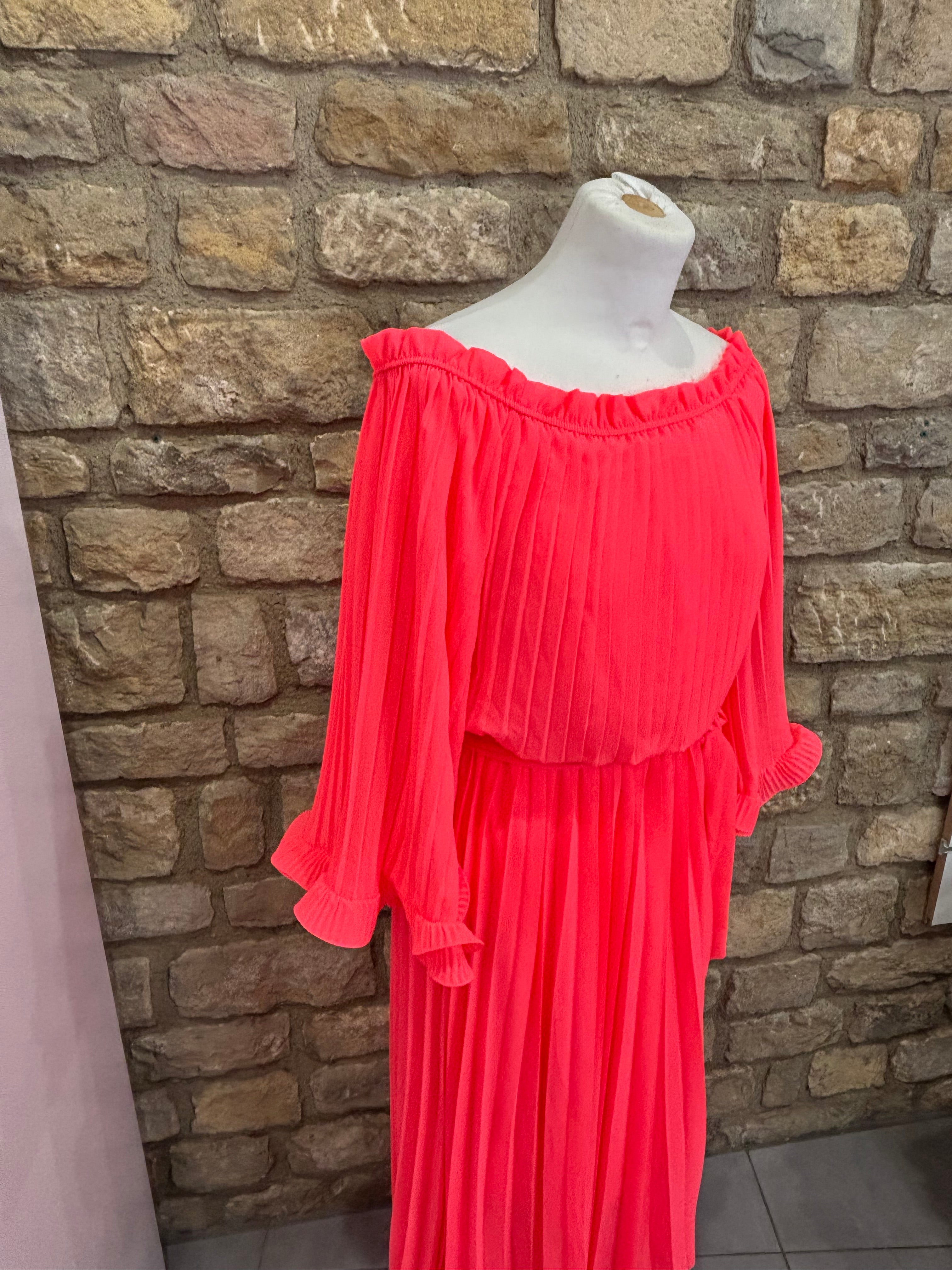 Robe Plissée "Rose néon"