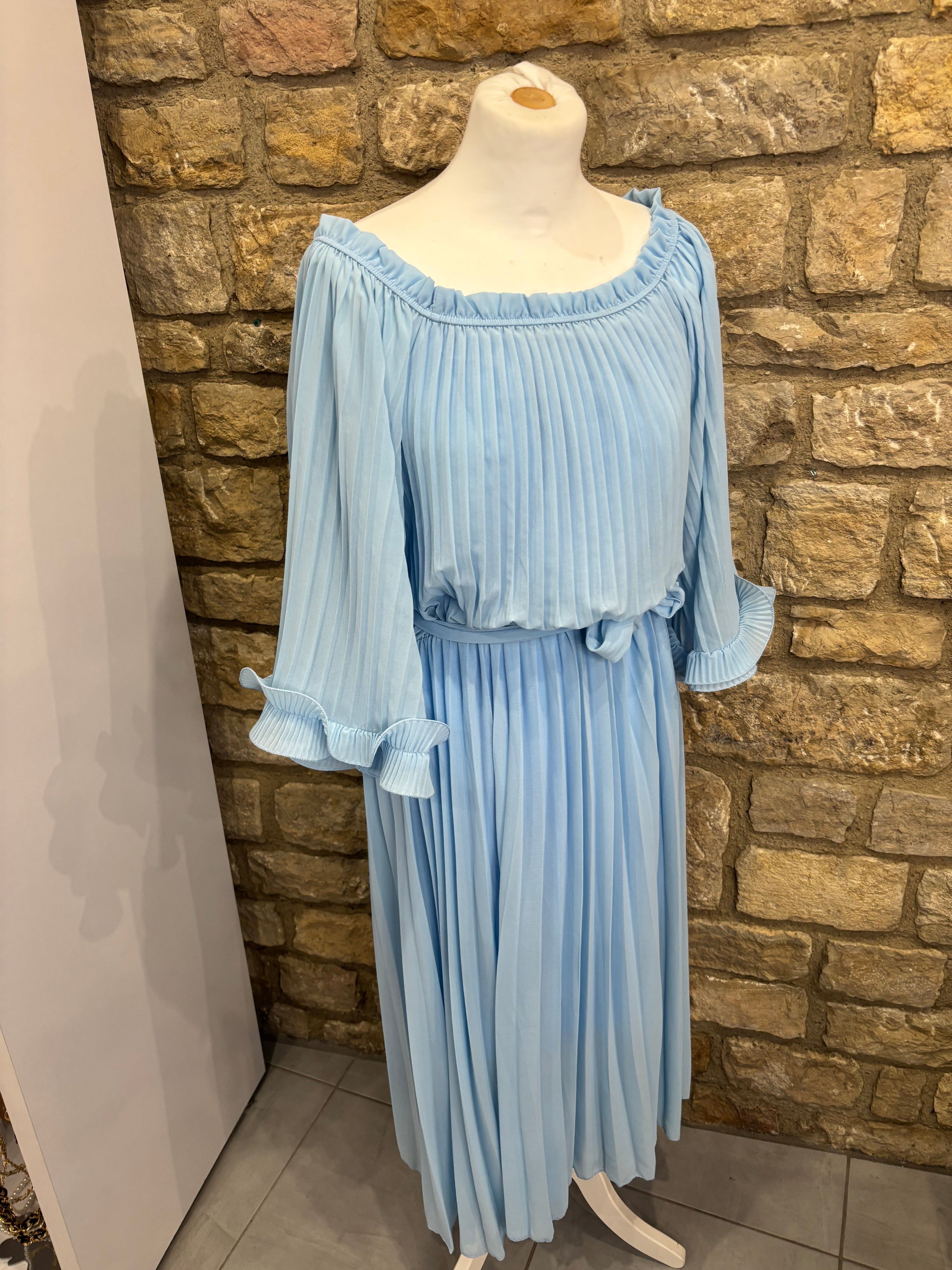 Robe Plissée "Bleu ciel"