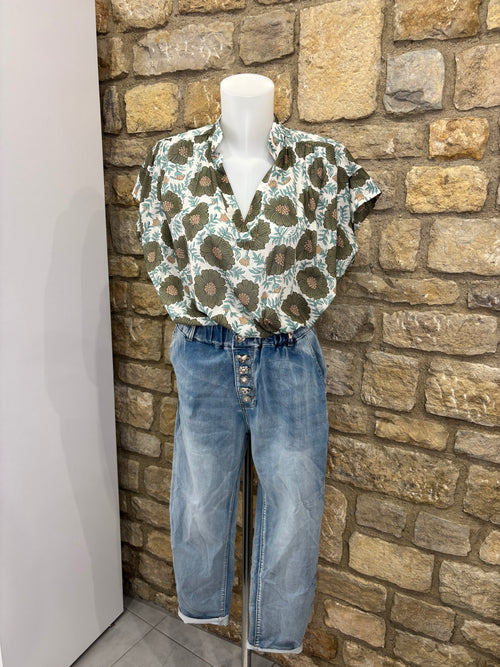 Blouse "Fleur bohème" Kaki