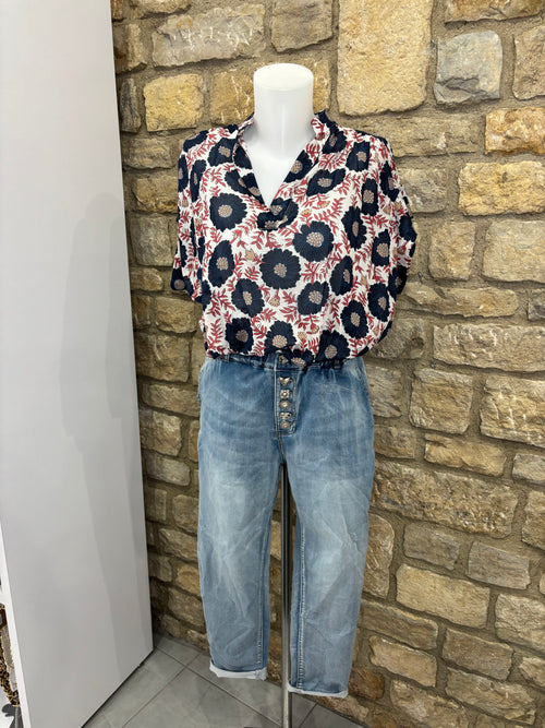 Blouse "Fleur bohème" Marine