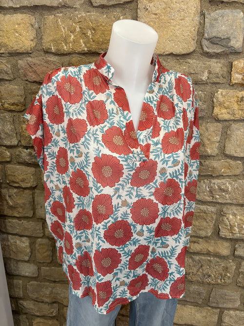Blouse "Fleur bohème" Terracotta