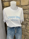 T-shirt brodé message "Carpe Diem" Blanc