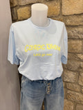 T-shirt brodé message "Carpe Diem" Bleu ciel