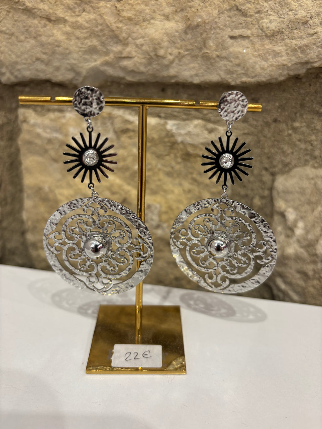 Boucles d'oreilles pendantes "Eclat solaire"