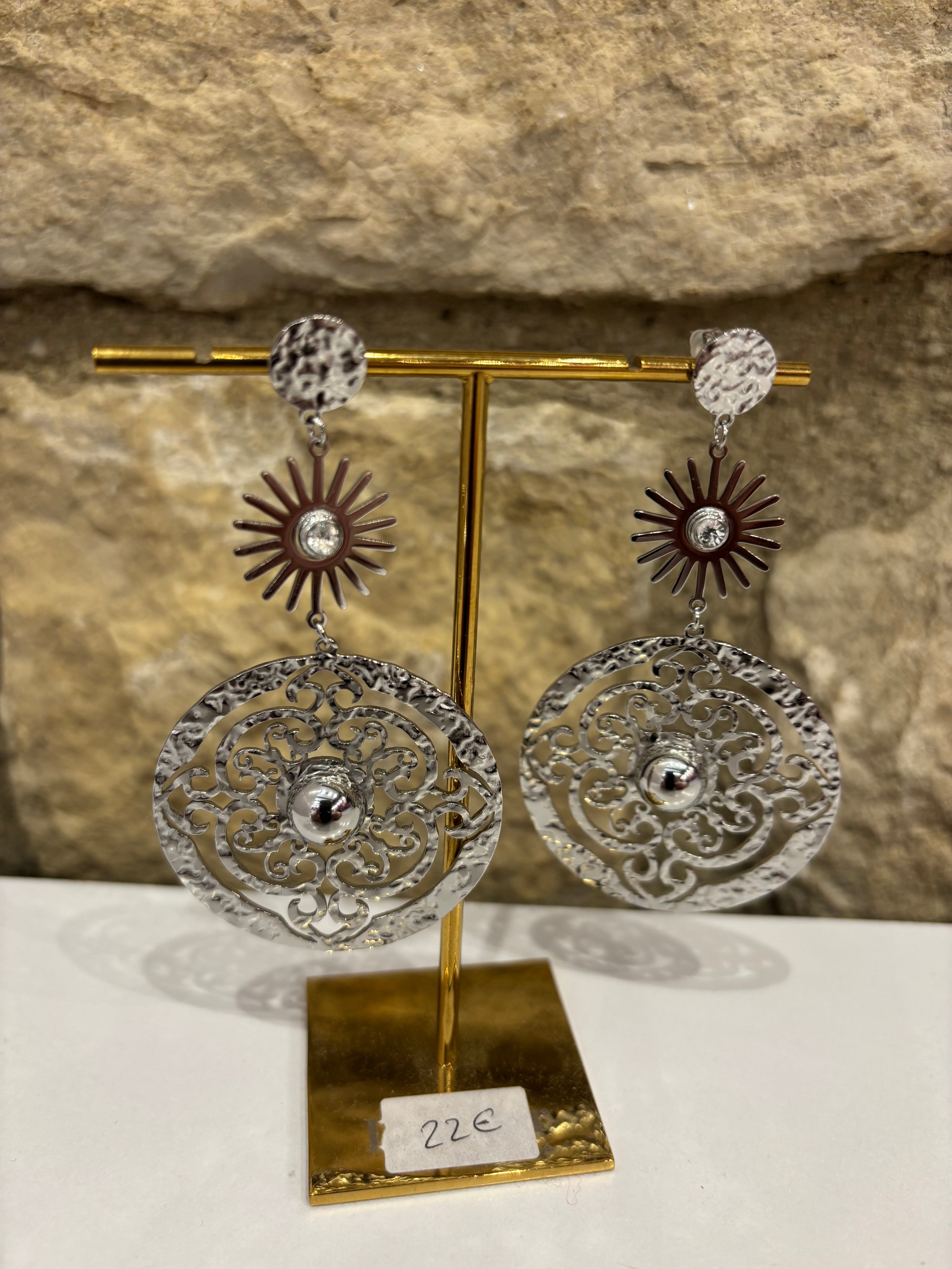 Boucles d'oreilles pendantes "Eclat solaire"