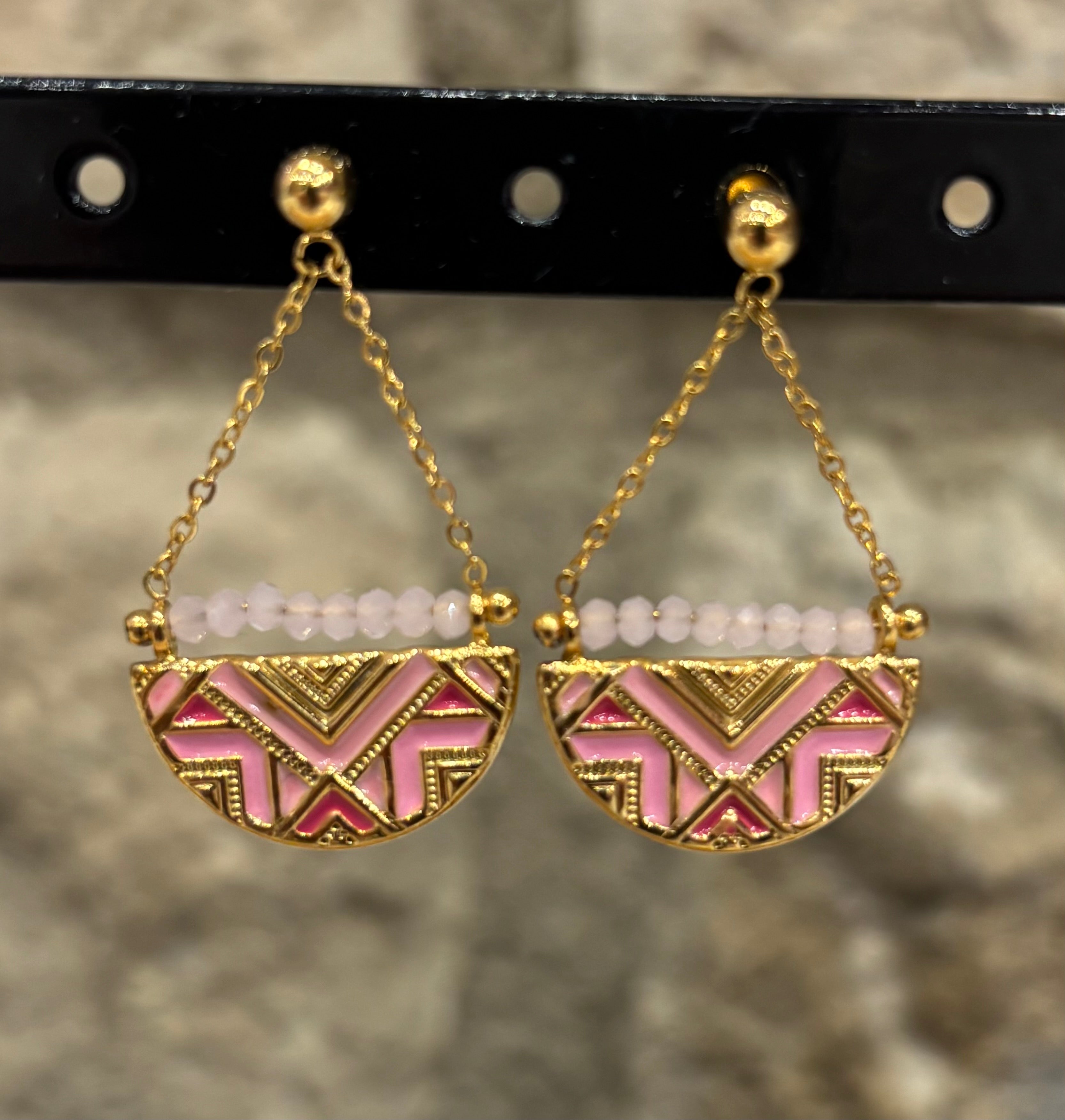 Boucles d'oreilles Ethniques Roses