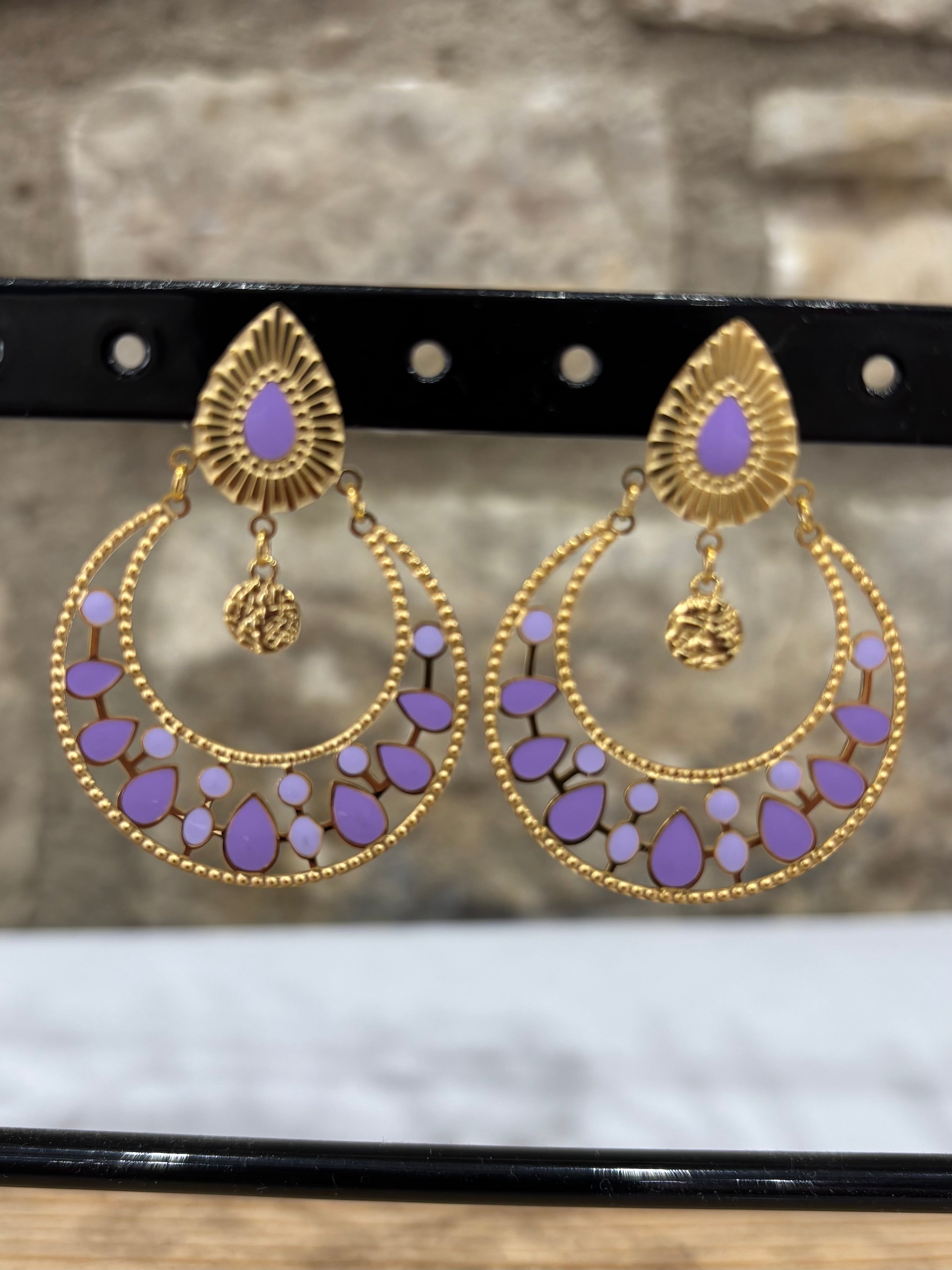 Boucles d'oreilles Créoles Gipsy Lilas