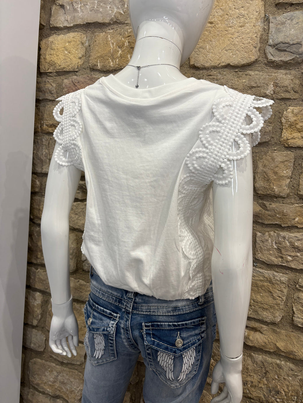 Crop Top en coton dentelle Blanc