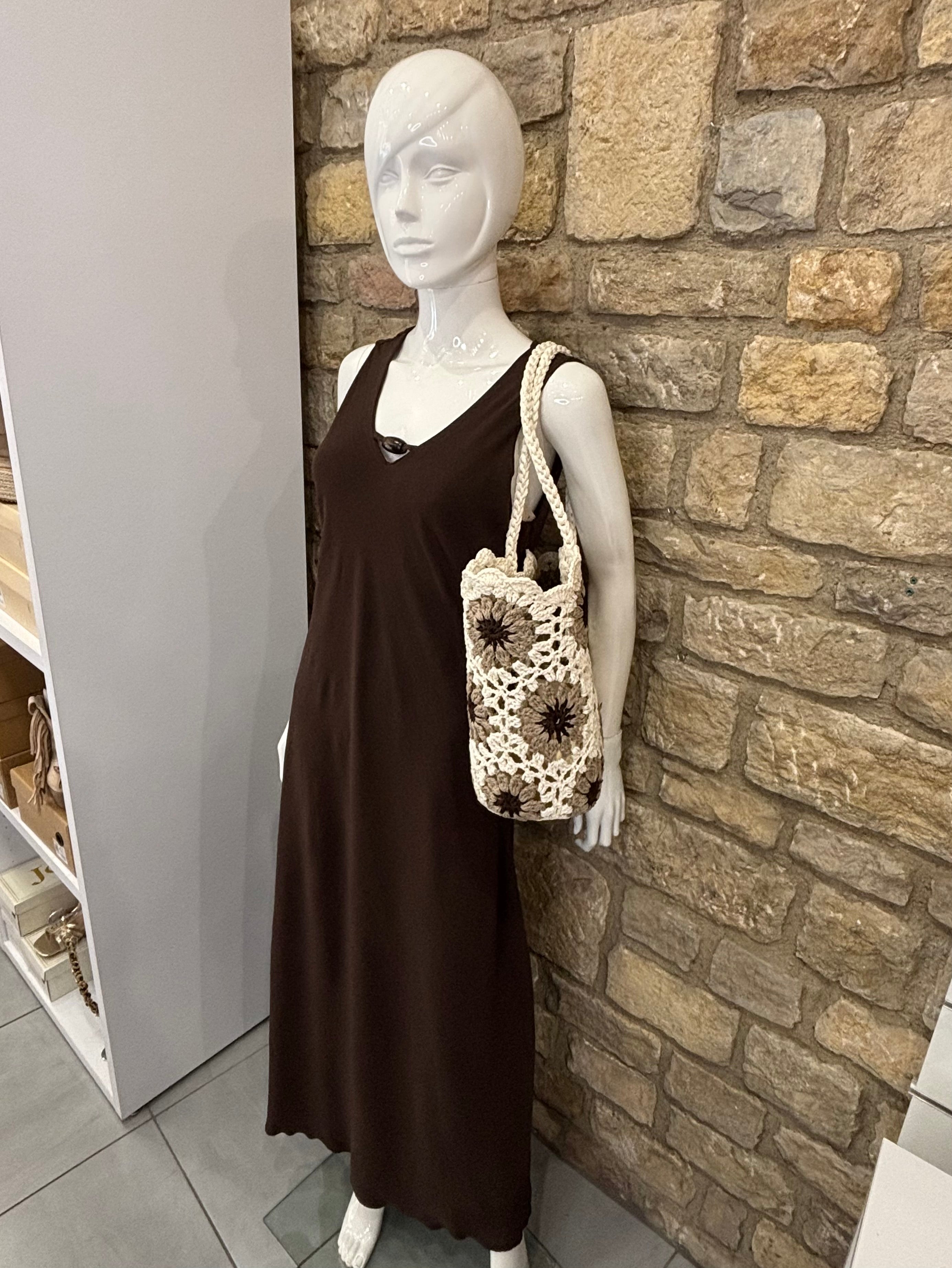 Robe longue fluide, poches,  choco