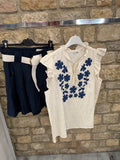 T-shirt broderie Bleu